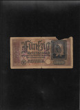 Rar! Germania 50 reichsmark marci 1940(45) seria7571415 uzata bucata lipsa