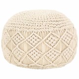 Cumpara ieftin Taburet puf macrame lucrat manual, 45 x 30 cm, bumbac