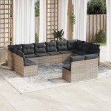 Cumpara ieftin Set canapele de grădină cu perne, 12piese gri deschis poliratan