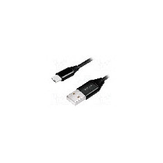 Cablu USB A mufa, USB C mufa, USB 2.0, lungime 1m, negru, LOGILINK - CU0140