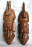 Capete africane Senegal (tip 2), set 2 sculpturi tribale din lemn, altorelief