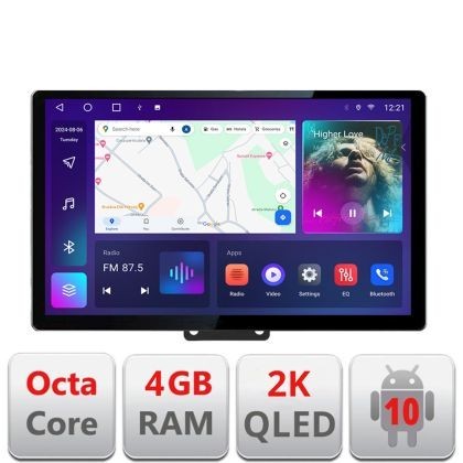 Navigatie Fiat 500 2014- Qled 2K Octa Core 4+64 LTE 4G DSP Wifi 5Ghz android auto carplay radio gps internet EDT-E413-2K CarStore Technology