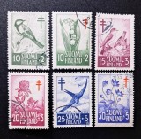Lot Timbre Finlanda 1952-1959 Anti-Tuberculoză Crucea de Lorena Păsări și Flori Mărgăritar Trifoi Lăstun Ștampilate - A0023