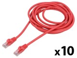 Set de 10 patch cord U/UTP 6 litat CCA PVC roșu 3m 26AWG Fire: 8