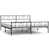 Cumpara ieftin Cadru pat metalic cu tablii de cap/picioare, negru, 200x200 cm