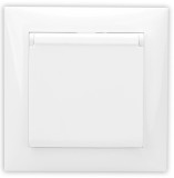 Priza schuko simpla Hoff Top, incastrata, cu capac, contact de protectie, 16A, alba