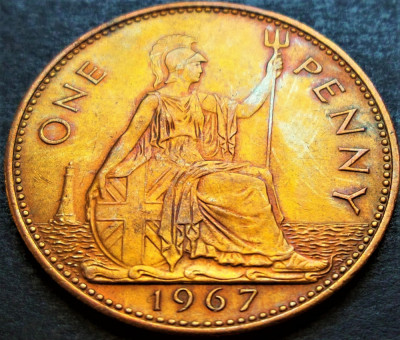 Moneda 1 (ONE) PENNY - ANGLIA / MAREA BRITANIA, anul 1967 *cod 2229 A = A.UNC foto