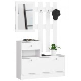 Set mobilier hol, placa laminata, cu pantofar, cuier, oglinda, alb, 90x25x70/100 cm, Akord