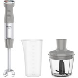 Mixer vertical Tefal Quickchef+ HB672B30, 1000 W, 20 viteze, Turbo, Capacitate tocator 0.5l, Capacitate pahar masurat 0.8l, Gri/Argintiu