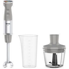 Mixer vertical Tefal Quickchef+ HB672B30, 1000 W, 20 viteze, Turbo, Capacitate tocator 0.5l, Capacitate pahar masurat 0.8l, Gri/Argintiu