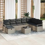 vidaXL Set de canapele pentru grădină 8 pcs Gri deschis Rattan poli