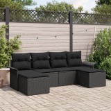 VidaXL Set de Canapele pentru Grădină Set de 5 Negru Ratan &icirc;mpletit manual
