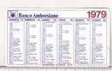 Bnk cld Calendar de buzunar - 1979 - Banco Ambrosiano