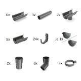 Set jgheab 12m grafit Sistem 75