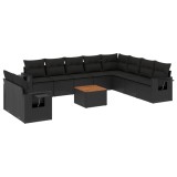 Cumpara ieftin Set canapele de gradina cu perne, 11 piese, negru, poliratan