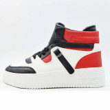 Sneakers Dama MBrands cu talpa flexibila, Hi Top, culoare alb negru rosu 22D01 - 37