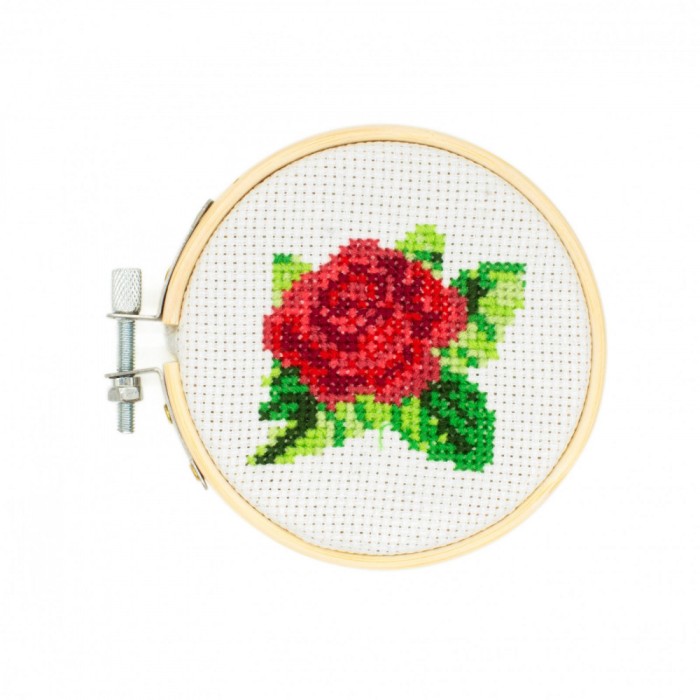 Mini Set de Broderie in Cruciulita - Trandafir