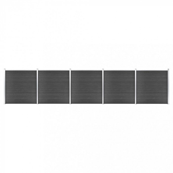 vidaXL Set de panouri de gard ,WPC , 872x186 cm, negru