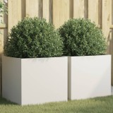 vidaXL Jardiniere, 2 buc., alb, 49x47x46 cm, oțel 841562