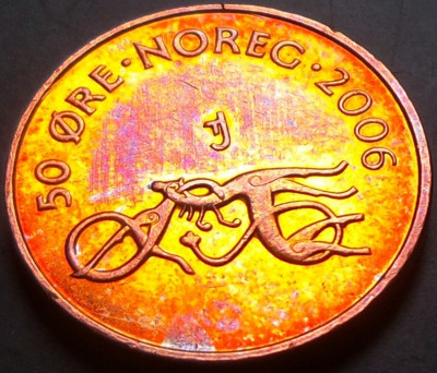 Moneda 50 ORE - NORVEGIA, anul 2006 * cod 3636 = UNC - patina frumoasa foto