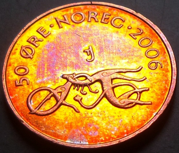 Moneda 50 ORE - NORVEGIA, anul 2006 * cod 3636 = UNC - patina frumoasa