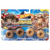 Set 2 masini Monster Truck, Hot Wheels, Defender Vs Town Hauler, HWN65