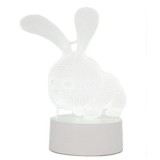 Lampa LED decorativa 3D eMazing, forma Iepure, inaltime 20 cm, cu telecomanda, alimentare USB si baterii, lumina multicolora, alb