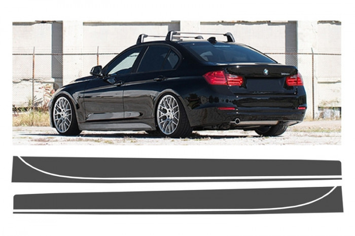 Stickere Laterale Gri Inchis compatibil cu BMW Seria 3 F30 F31 (2011-up) M-Performance Design STICKERF30DG