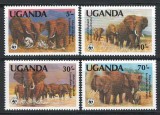 Uganda 1991 Mi 960/63 MNH - WWF: Elefantul African (III)