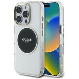 Husa iPhone 16 Pro originala Guess IML Metal Colored Circle MagSafe, negru, GUHMP16LHTDRCEDK