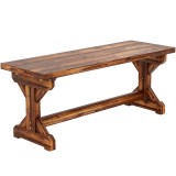 Outsunny Bancă de Grădină cu 2 Locuri din Lemn de Brad cu Bază &icirc;n Formă de X, Bancă Rustică pentru Exterior Fără Spătar, pentru Patio, Verandă, Balcon