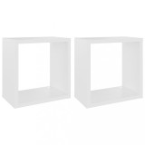 Cumpara ieftin Rafturi de perete cub, 2 buc., alb, 26x15x26 cm