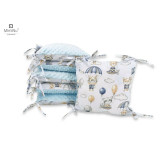 Aparatoare cu 6 pernute modulare cu fermoar pentru patut 120X60 cm Minky Parachutes Blue MimiNu