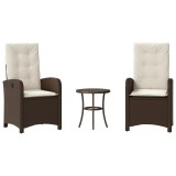 Cumpara ieftin Set bistro cu perne, 3 piese, maro, poliratan
