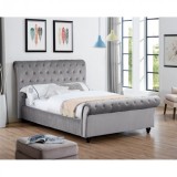 Pat Tapitat Catifea Taupe 140x200 cm, Somiera Inclusa, Silver