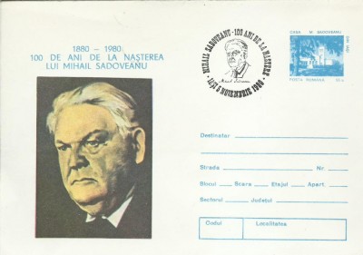 TSV* - PLIC OMAGIAL 100 ANI DE LA NASTEREA LUI MIHAIL SADOVEANU IASI, VAR.2 foto