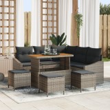 Set canapea grădină vidaXL 9 piese cu perne Gri Ratan Poli Acacia, Canapea grădină vidaXL 2 locuri cu perne Gri Ratan Poli, Set dining grădină vidaXL