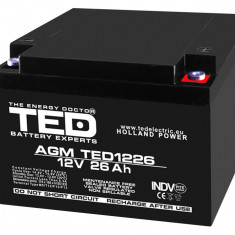 Acumulator AGM VRLA 12V 26Ah plumb acid 165x175x125 mm M5 terminal TED Battery Expert Holland