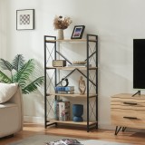 Biblioteca Sk&oslash;rping cu 4 polite, negru si aspect stejar, 125x65x30 cm