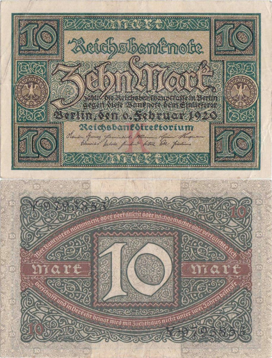 1920 (6 Februarie), 10 Mark (P-67a.1) - Germania