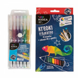 Cumpara ieftin Set 6 pixuri cu gel si 15 creioane colorate+creion HB, Kidea