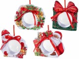 Set 4 ornamente brad Craciun plastic transparent in cutie cadou &Oslash; 8 cm