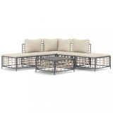 Cumpara ieftin Set sezlonguri de gradina 6 piese cu perne, antracit, poliratan