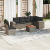 vidaXL Set canapele de grădină, 7 piese, cu perne, gri, poliratan 3257803