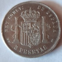 Moneda 5 pesetas argint 1891 Spania