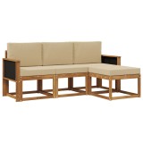 vidaXL Set de canapele de exterior cu pernă 4 pcs natural 3385104