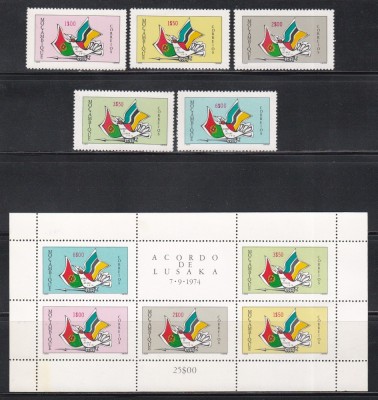 Mozambic 1975 - Implementarea Acordului de la Lusaka, Serie + Colita, MNH foto