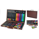 Trusa desen si pictura 81 elemente, carioci, creioane, acuarele, valiza din lemn, MT Malatec