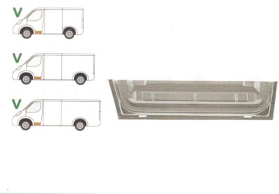 Panou reparatie usa Mercedes Sprinter 208-416 (W901-905), 01.1995-2006, VW LT II 05.1996-12.2005 , Partea Stanga, Fata, inferioara, cu gauri foto