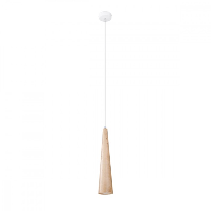 Lampă Suspendată Sula Lemn Natural 1 Bec Coș Conic Scandinav De Interior